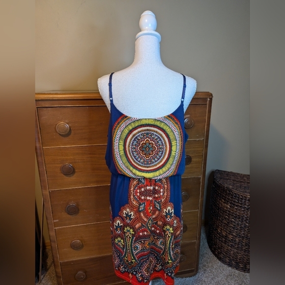 Maurices Bohemian Pattern Blue Strappy Dress Size XL - Picture 6 of 10